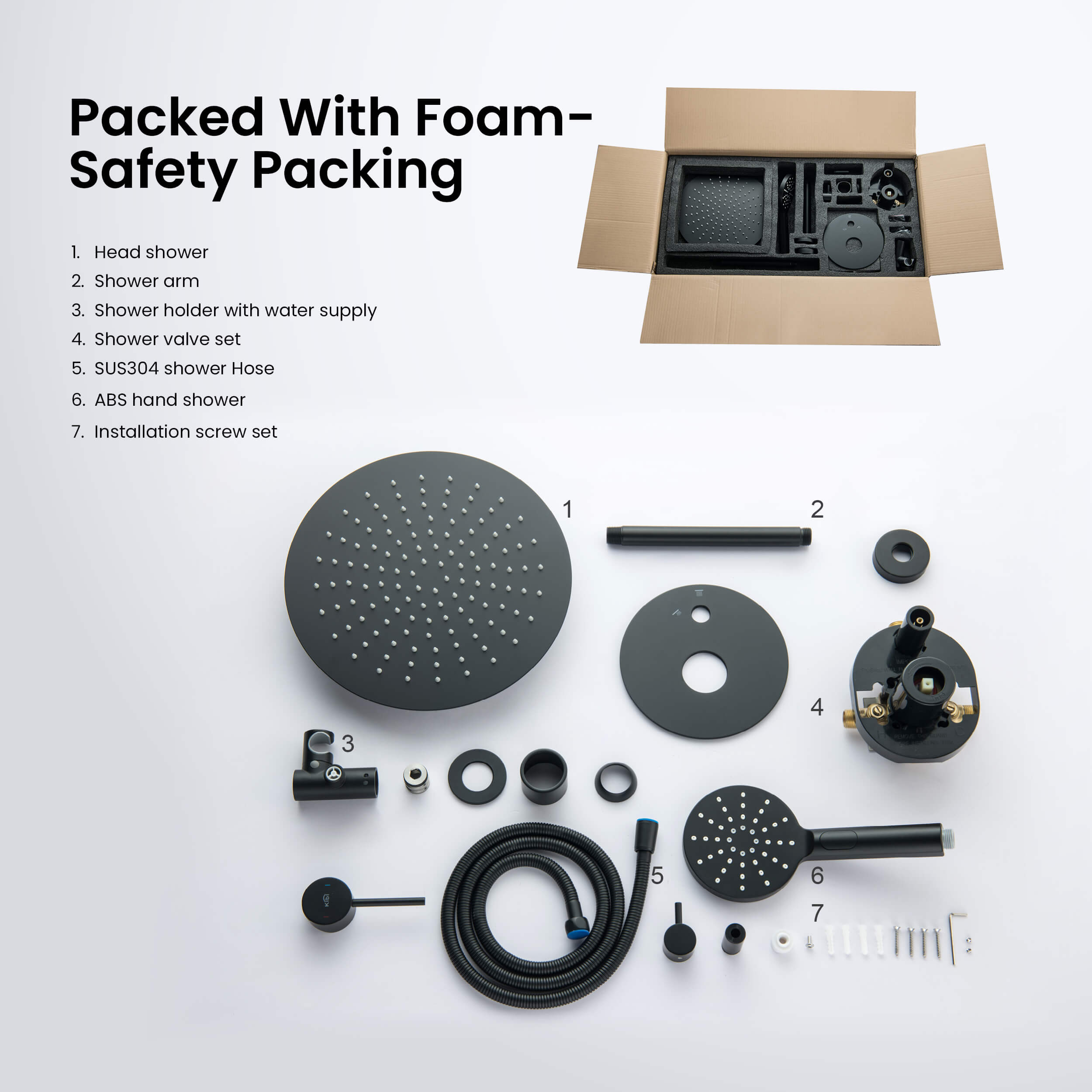 Circular Pressure Balanced Ceiling Mounted 2-Function Shower System with Rough In Valve - KSF408