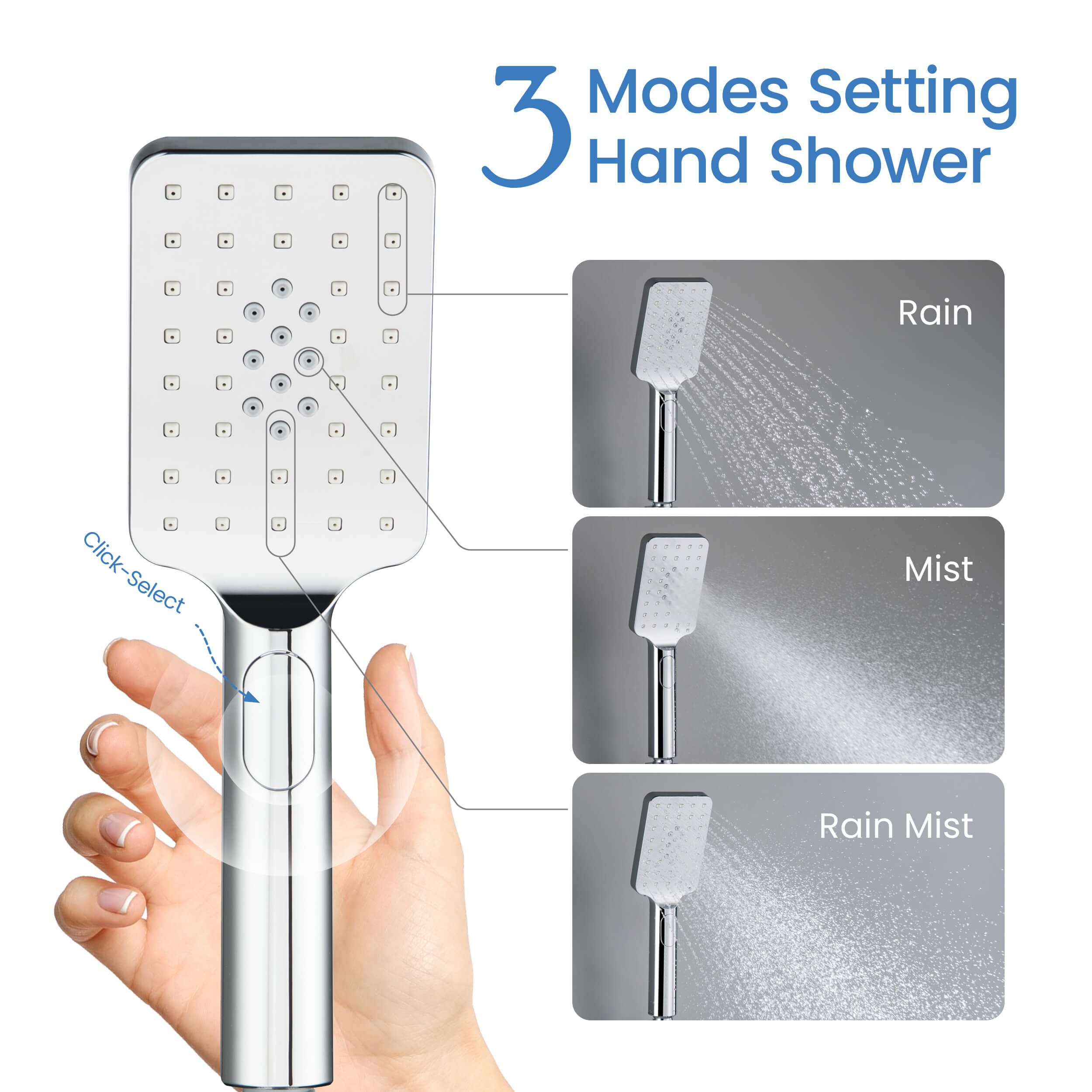 Cube Pressure Balanced Ceiling Mounted 2-Function Shower System with Rough In Valve - KSF412