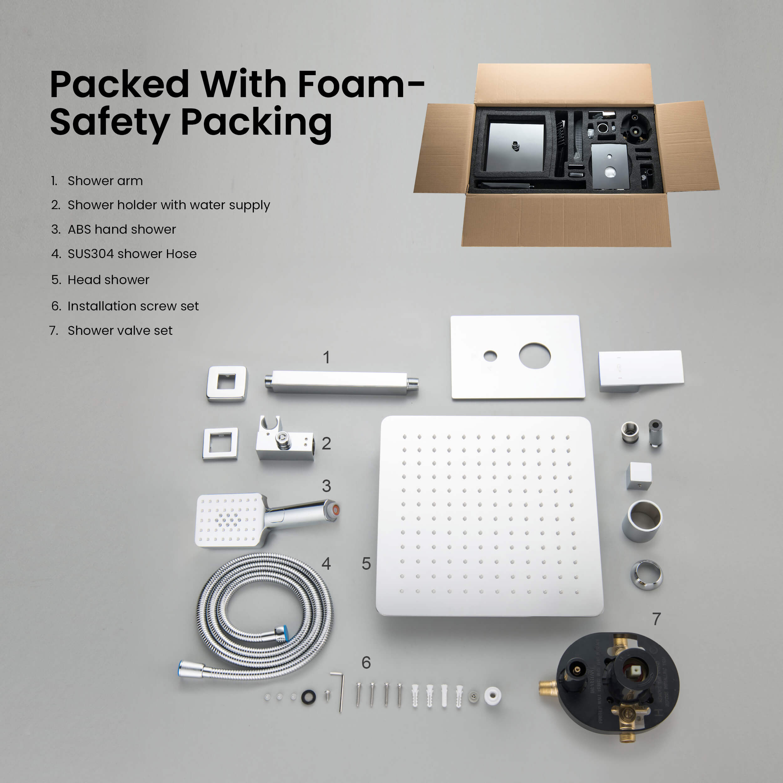 Cube Pressure Balanced Ceiling Mounted 2-Function Shower System with Rough In Valve - KSF412