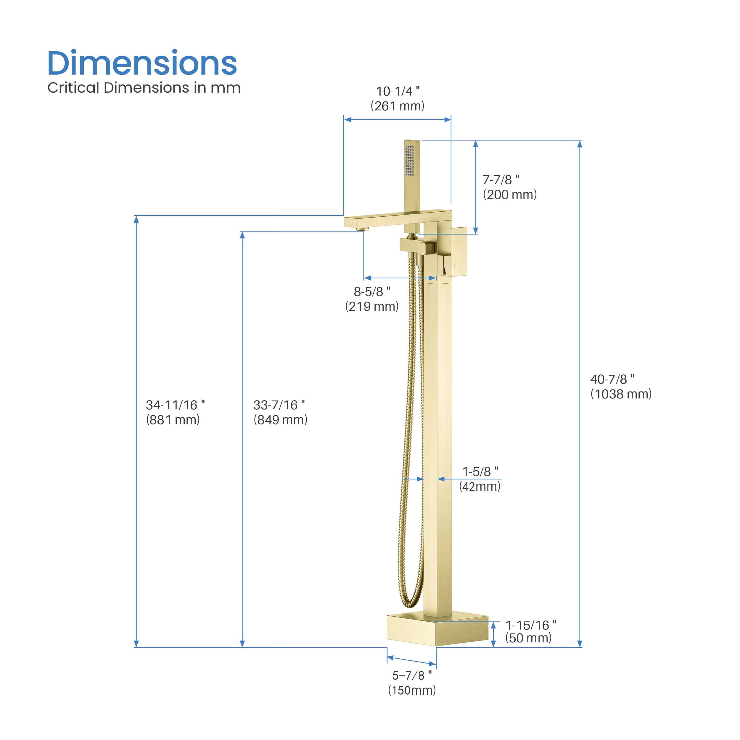 Cube Floor Mount Tub Filler With Hand Shower KTF302