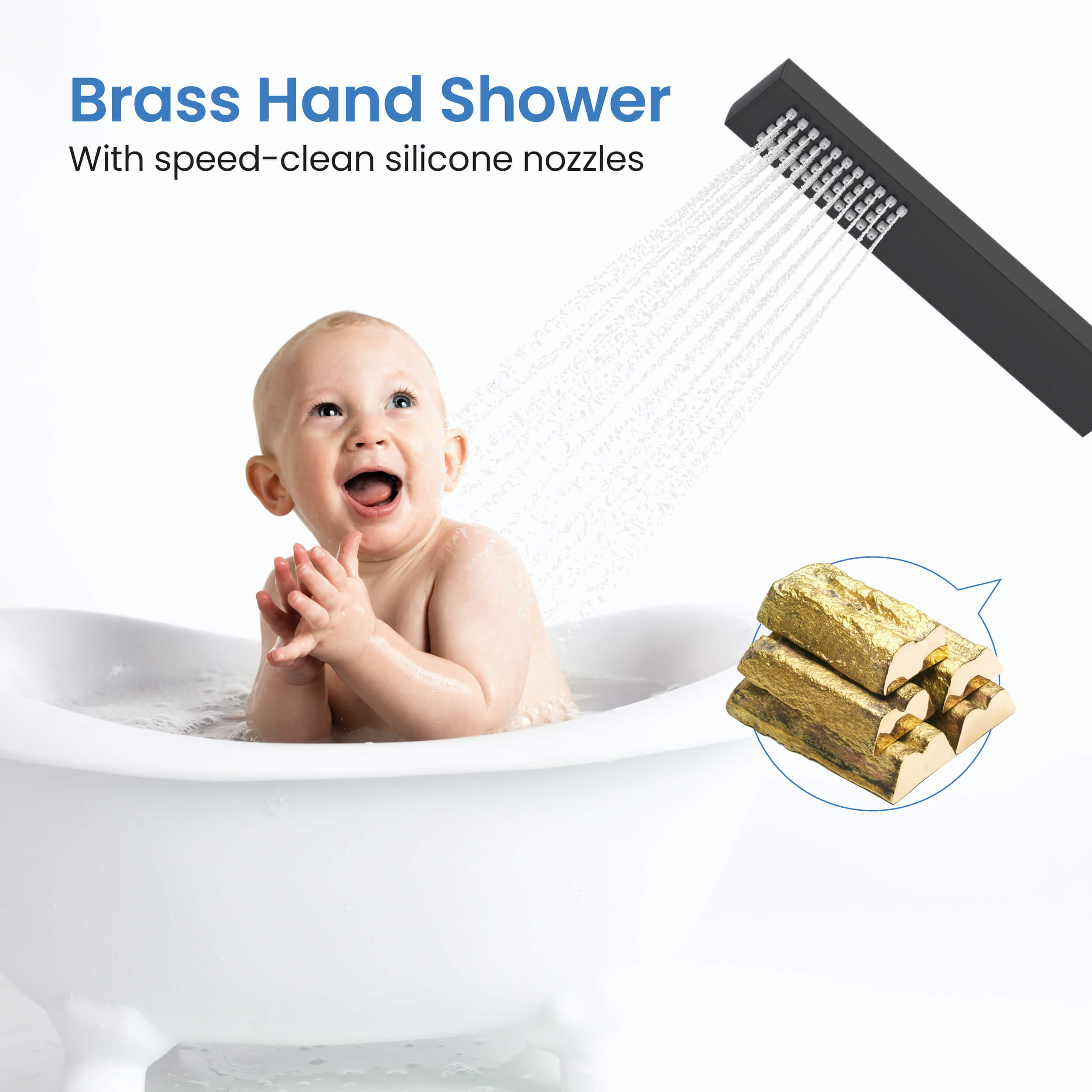 Cube Floor Mount Tub Filler With Hand Shower KTF302