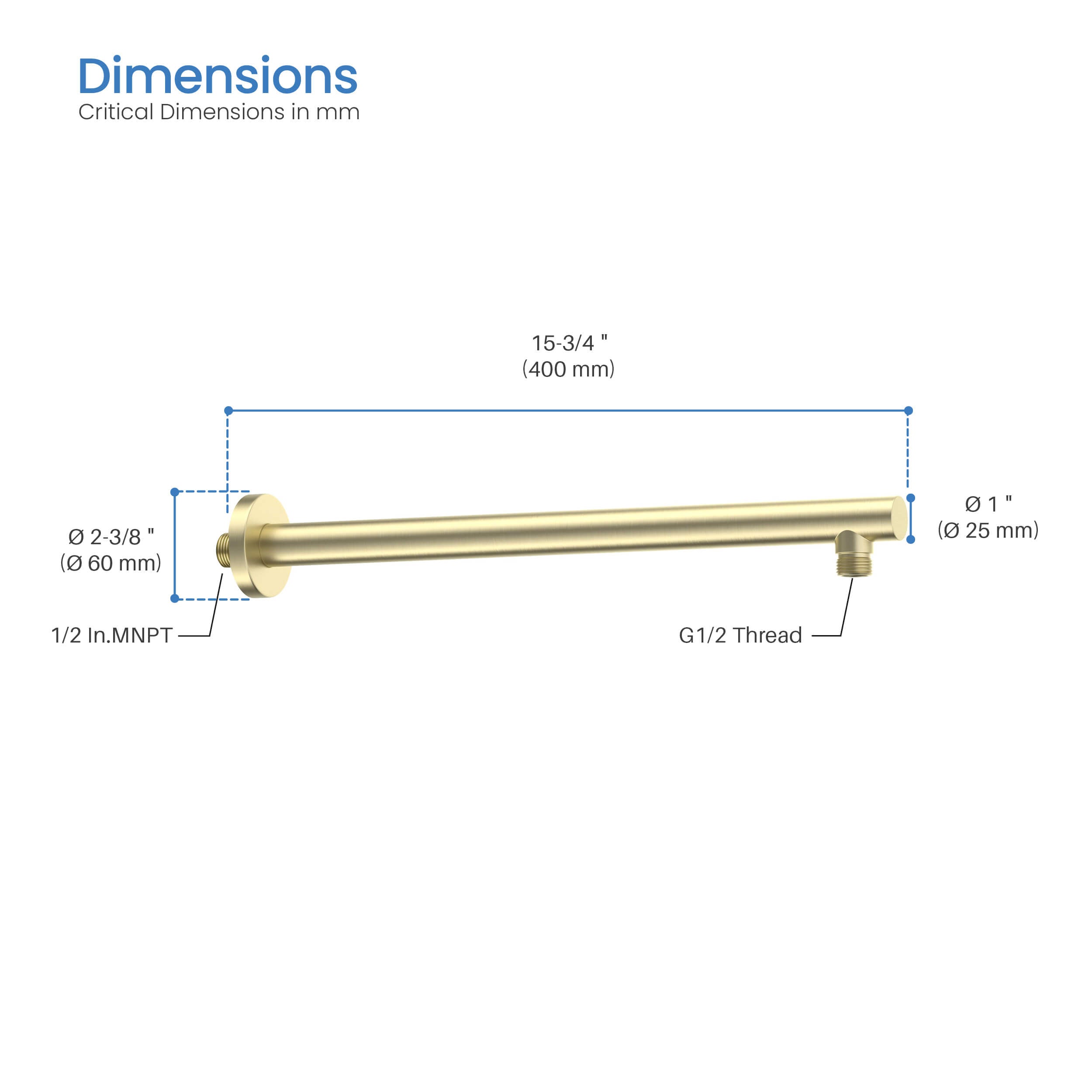 Circular 16" Wall Mounted Shower Arm SA1601