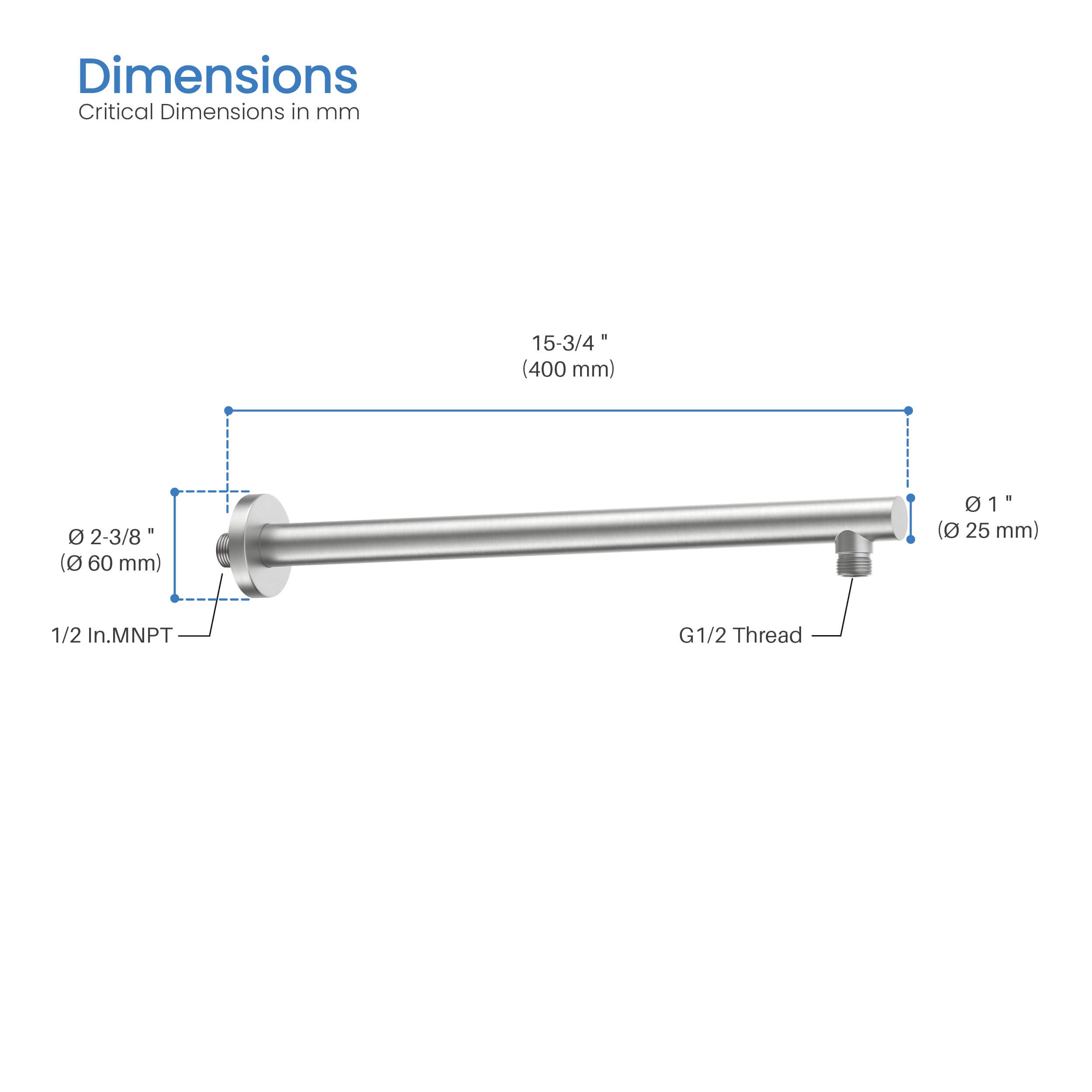 Circular 16" Wall Mounted Shower Arm SA1601