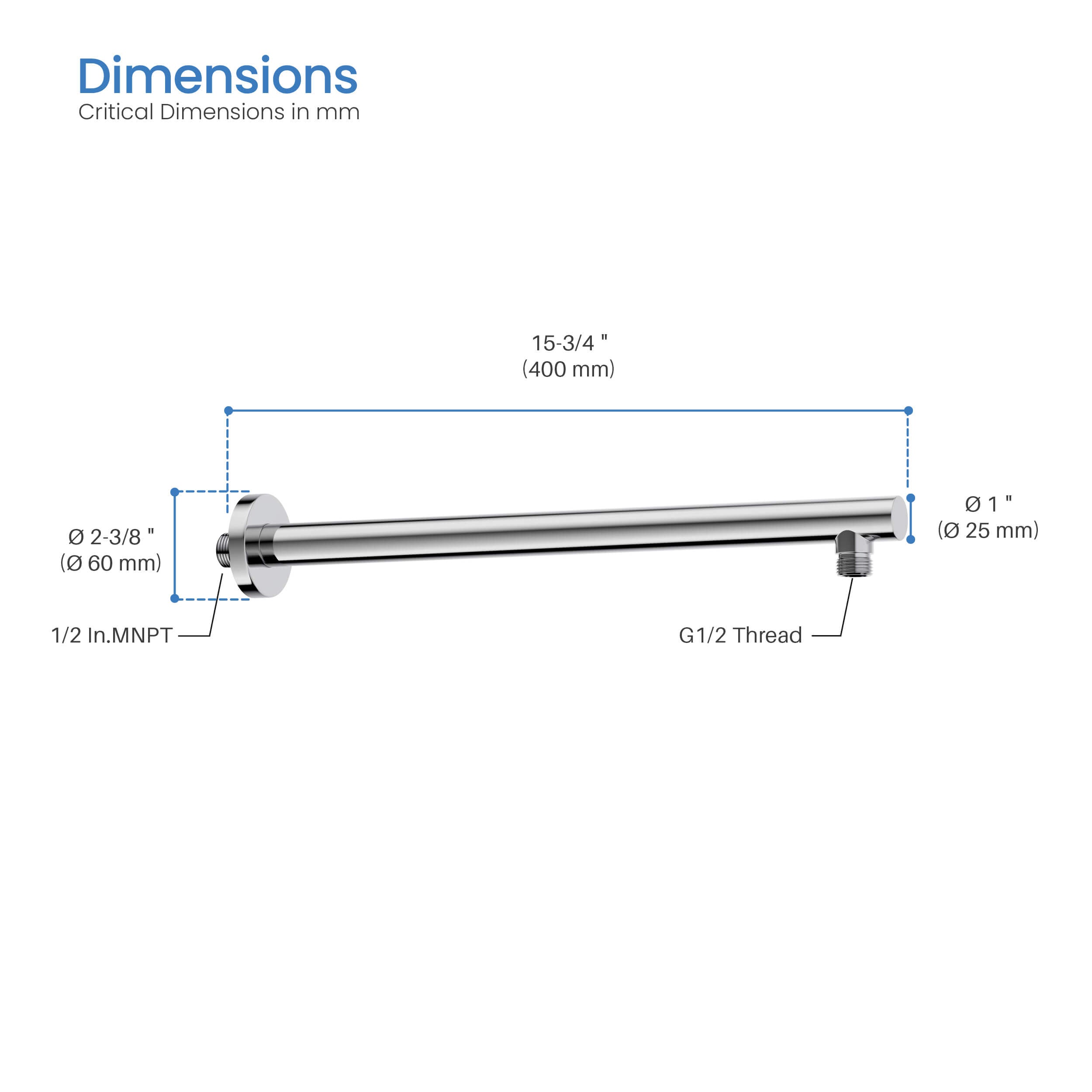 Circular 16" Wall Mounted Shower Arm SA1601