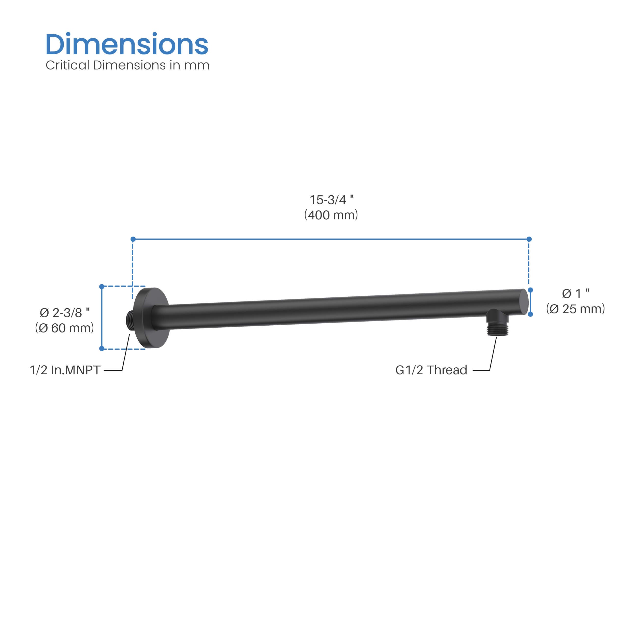 Circular 16" Wall Mounted Shower Arm SA1601