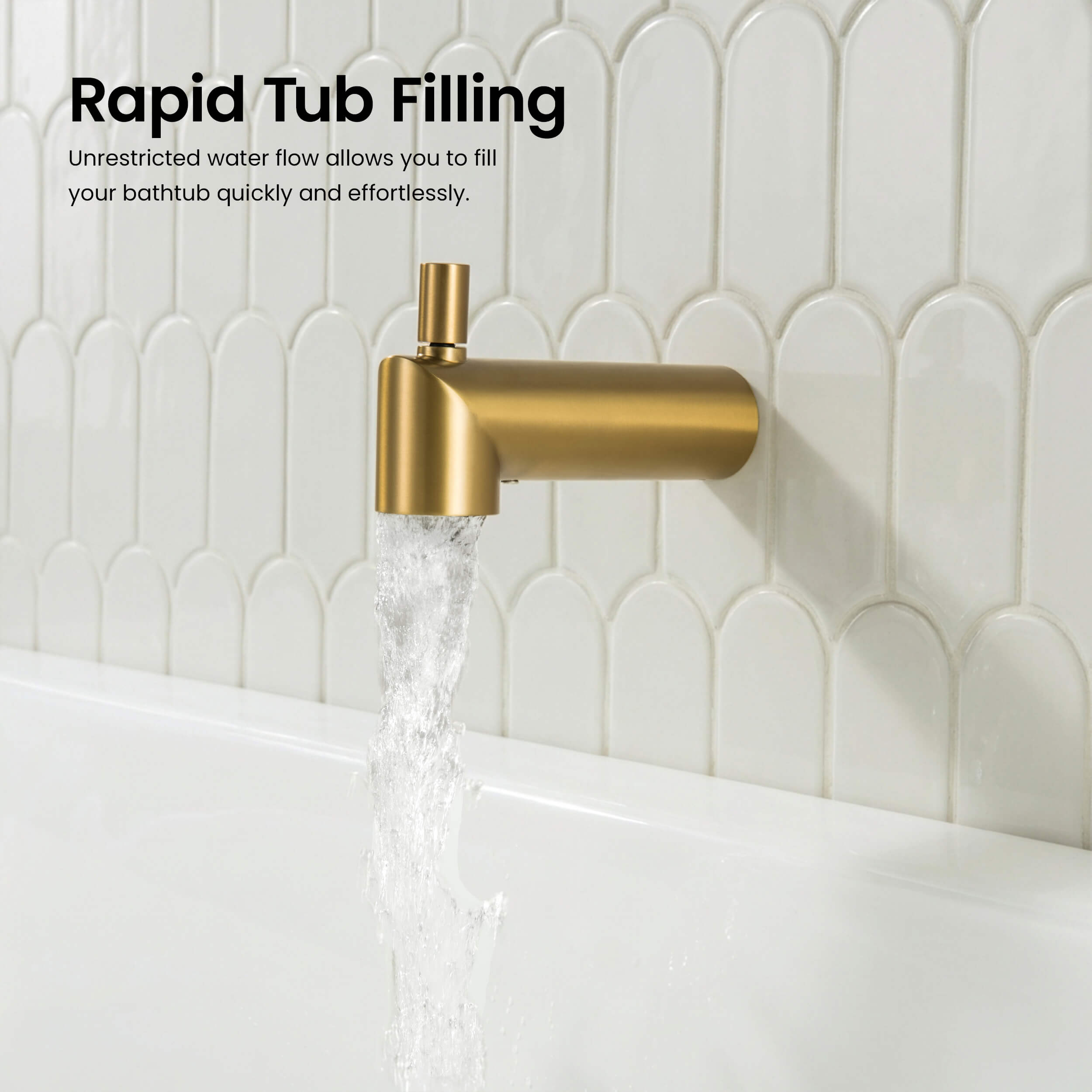 Circular Wall Mounted 1/2" Slip-On Tub Spout with Diverter - TS102