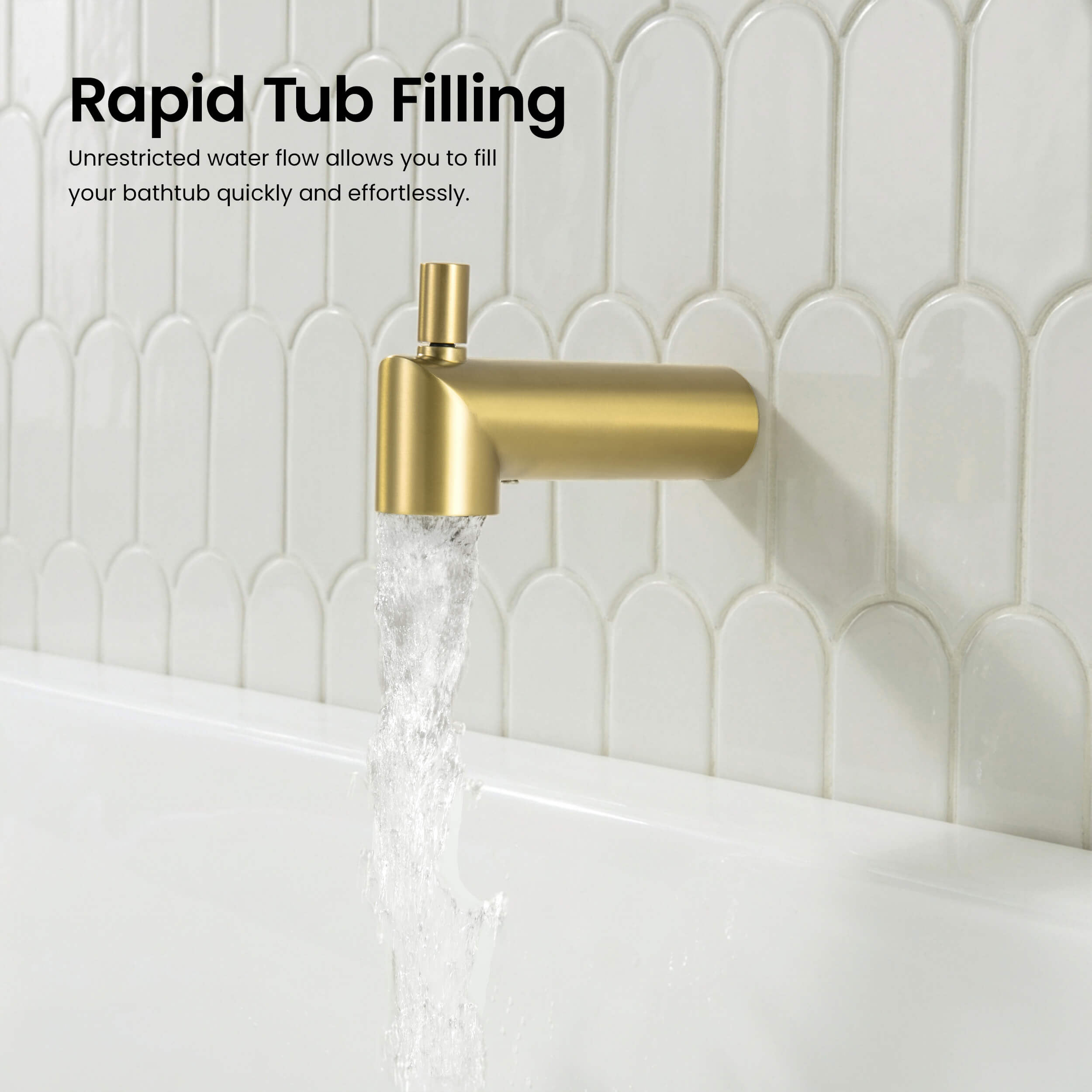 Circular Wall Mounted 1/2" Slip-On Tub Spout with Diverter - TS102
