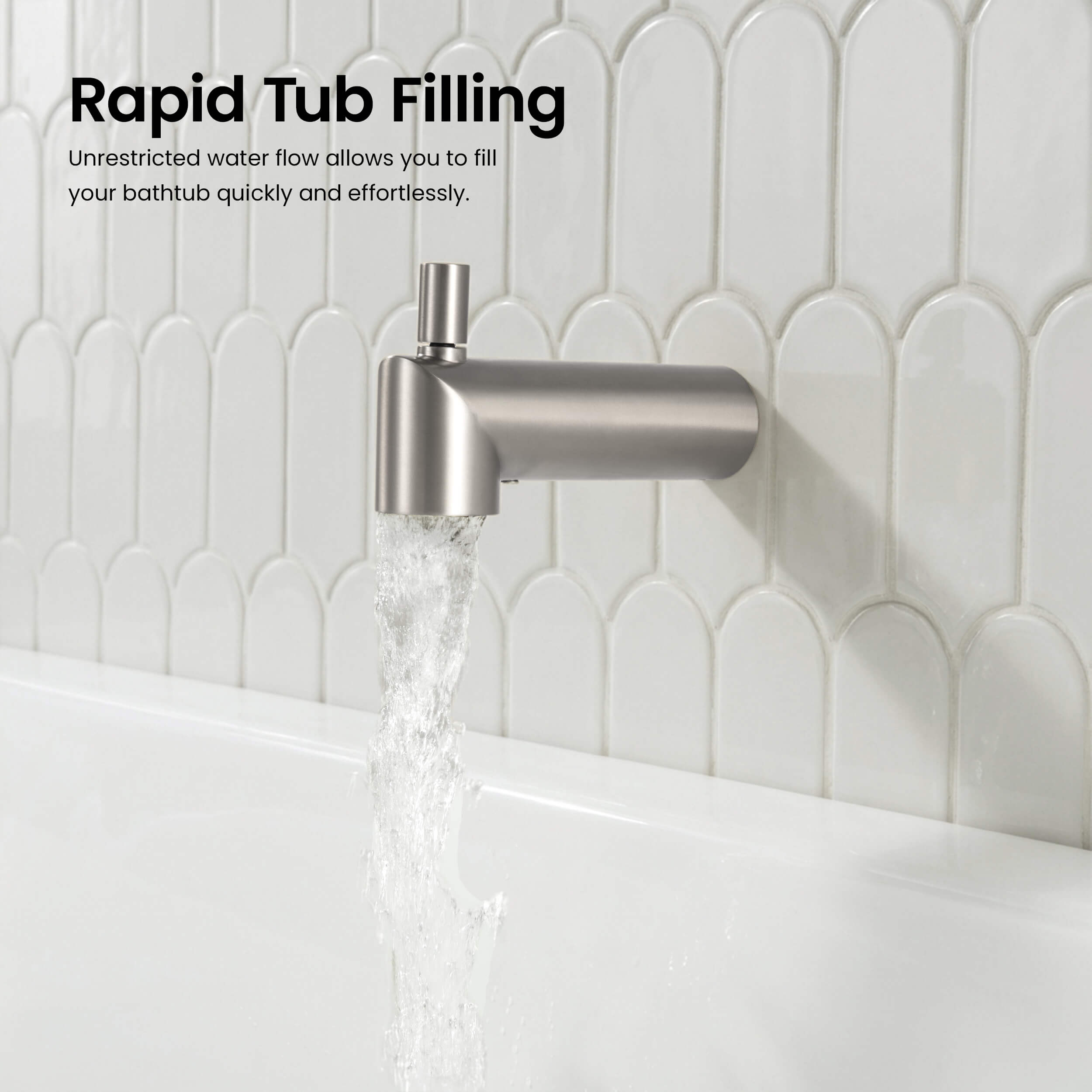 Circular Wall Mounted 1/2" Slip-On Tub Spout with Diverter - TS102