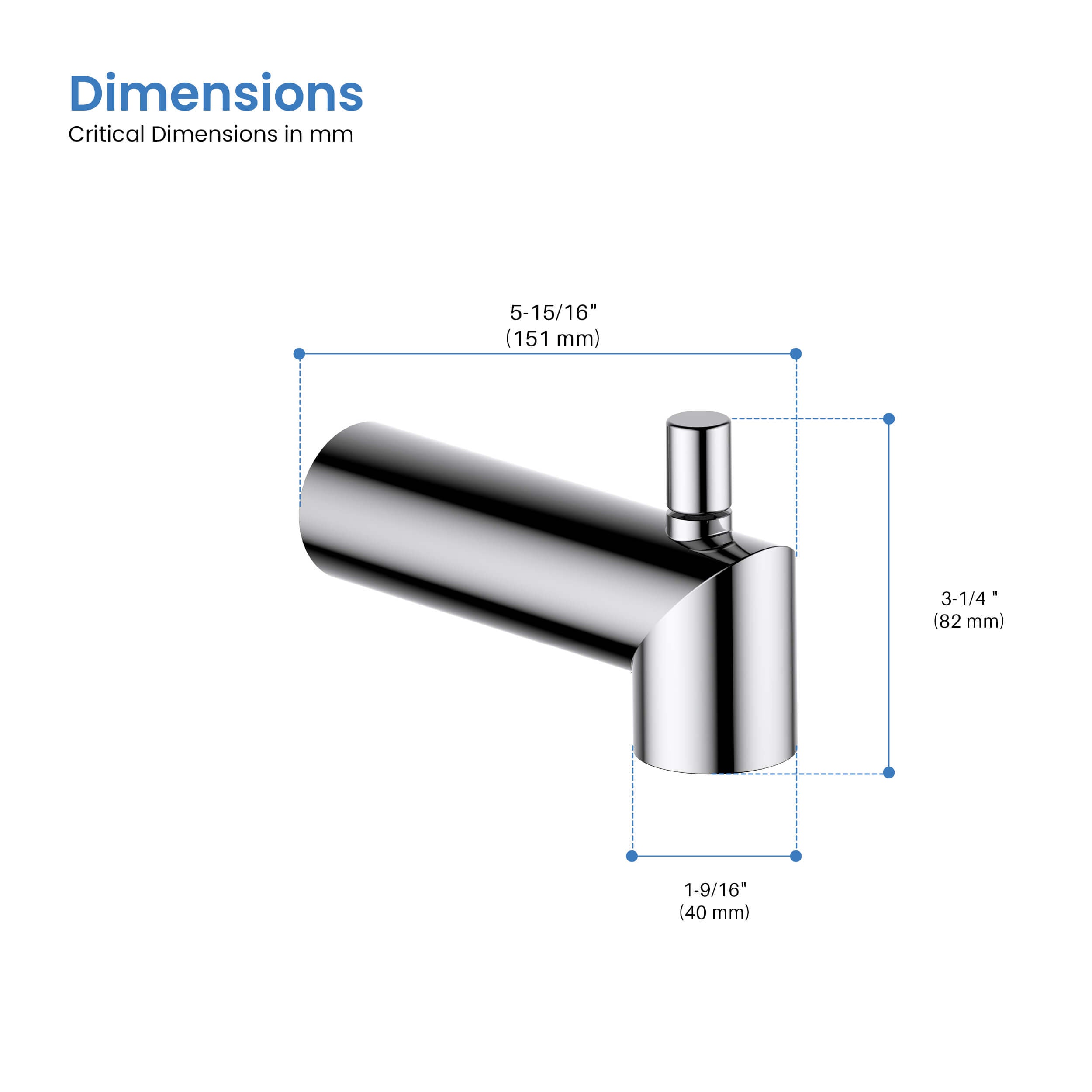 Circular Wall Mounted 1/2" Slip-On Tub Spout with Diverter - TS102