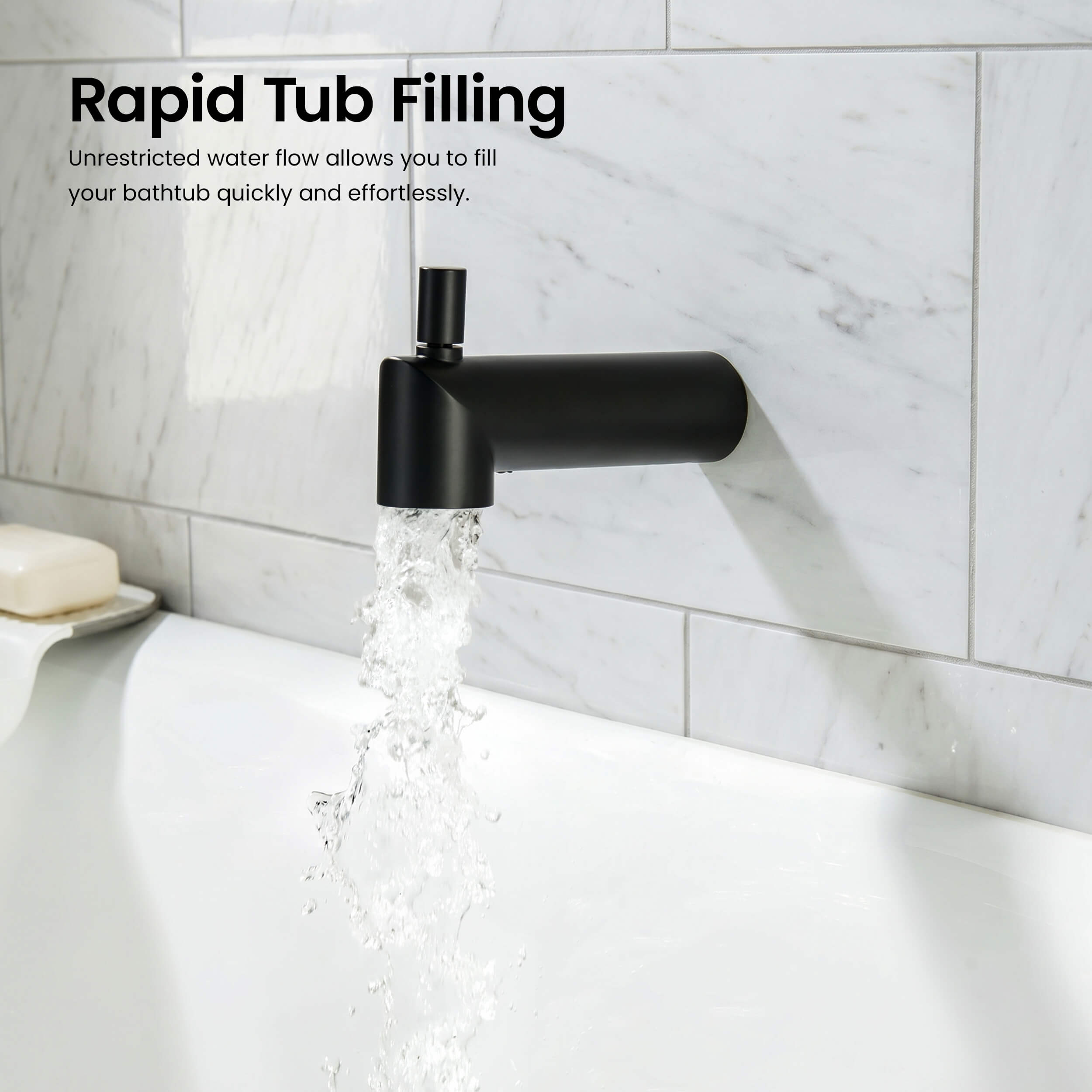 Circular Wall Mounted 1/2" Slip-On Tub Spout with Diverter - TS102