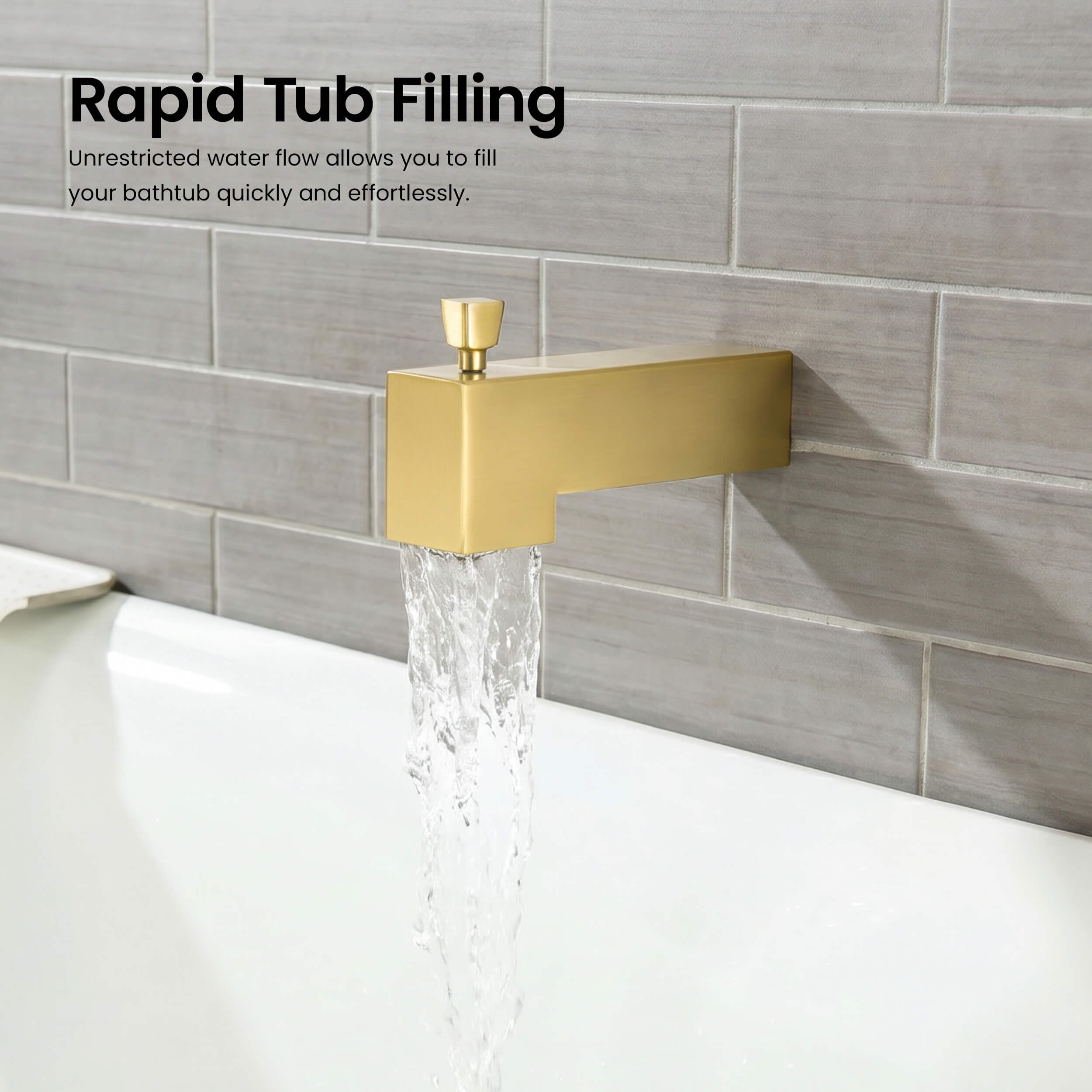 Cube Wall Mounted 1/2" Slip-On Tub Spout with Diverter - TS103