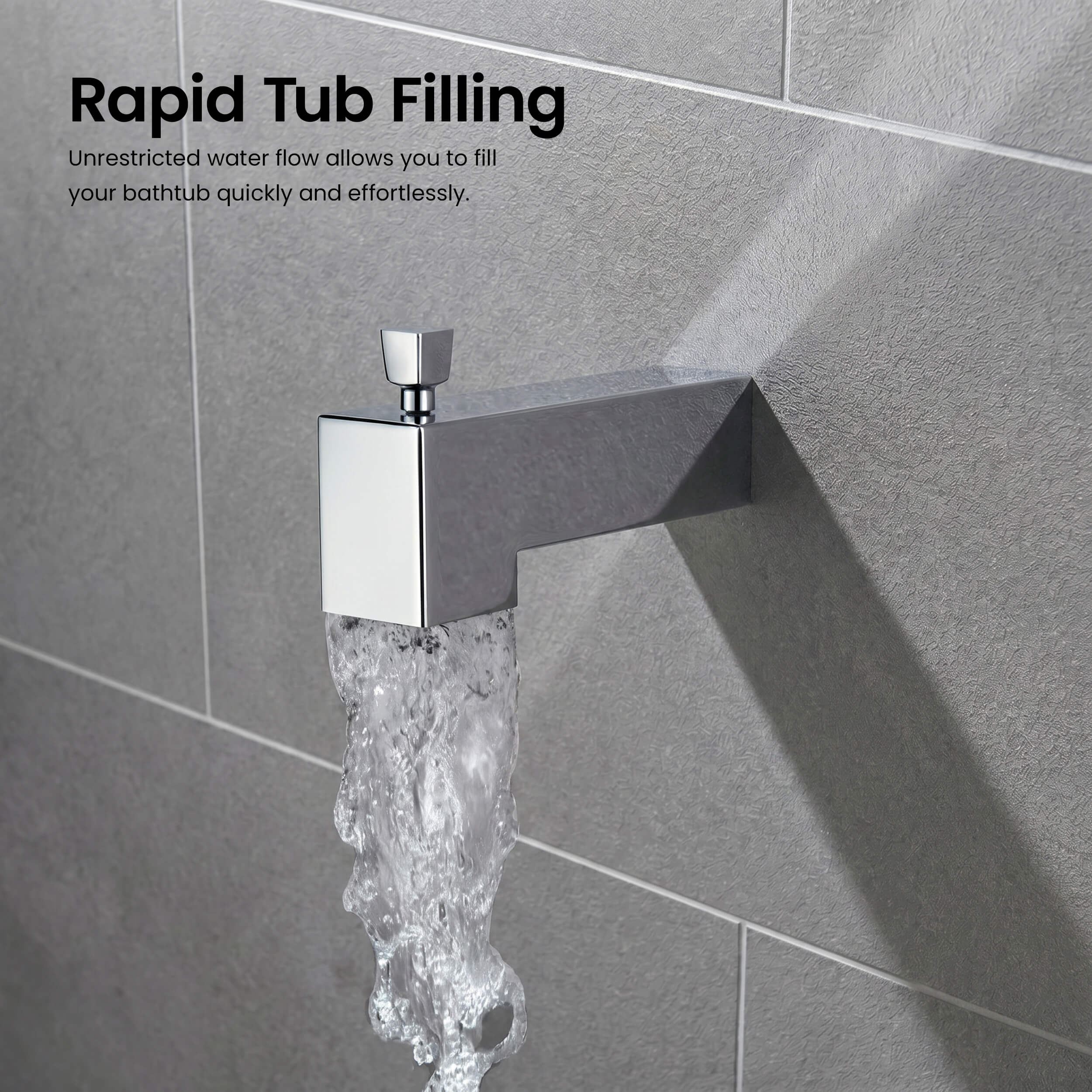 Cube Wall Mounted 1/2" Slip-On Tub Spout with Diverter - TS103
