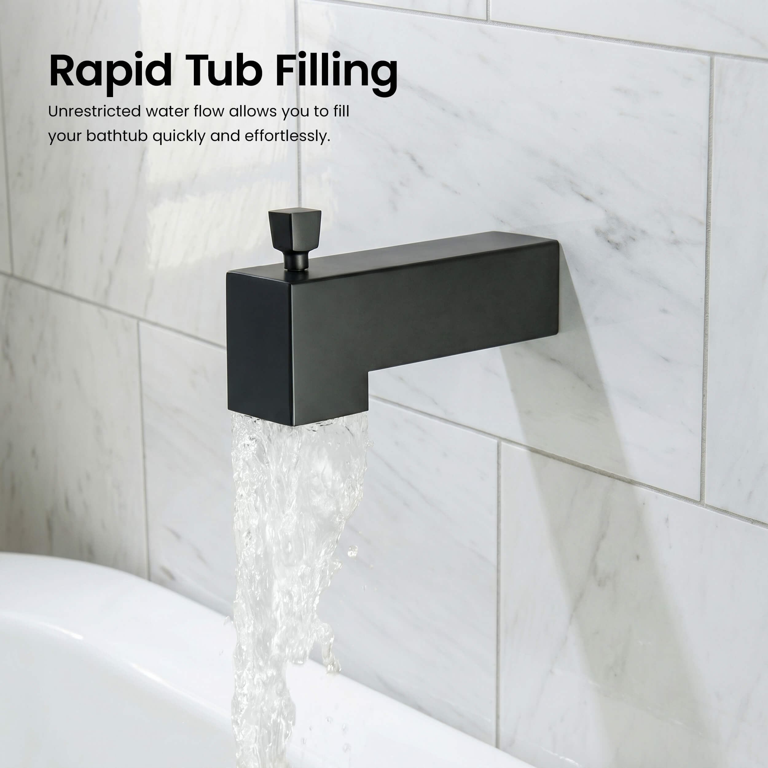 Cube Wall Mounted 1/2" Slip-On Tub Spout with Diverter - TS103