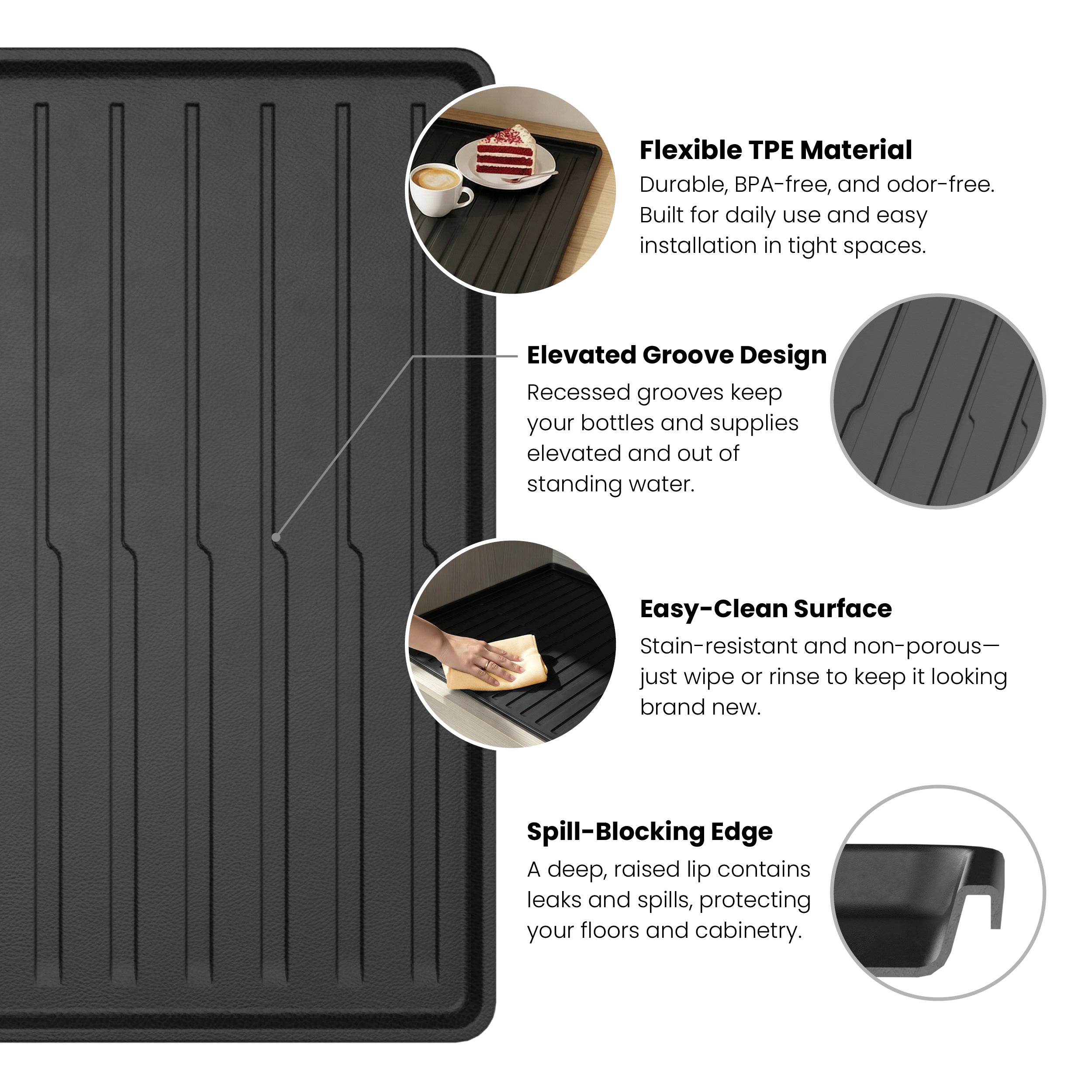 Premium Waterproof Under Sink Mat – 25" × 22" - USM-2522MB