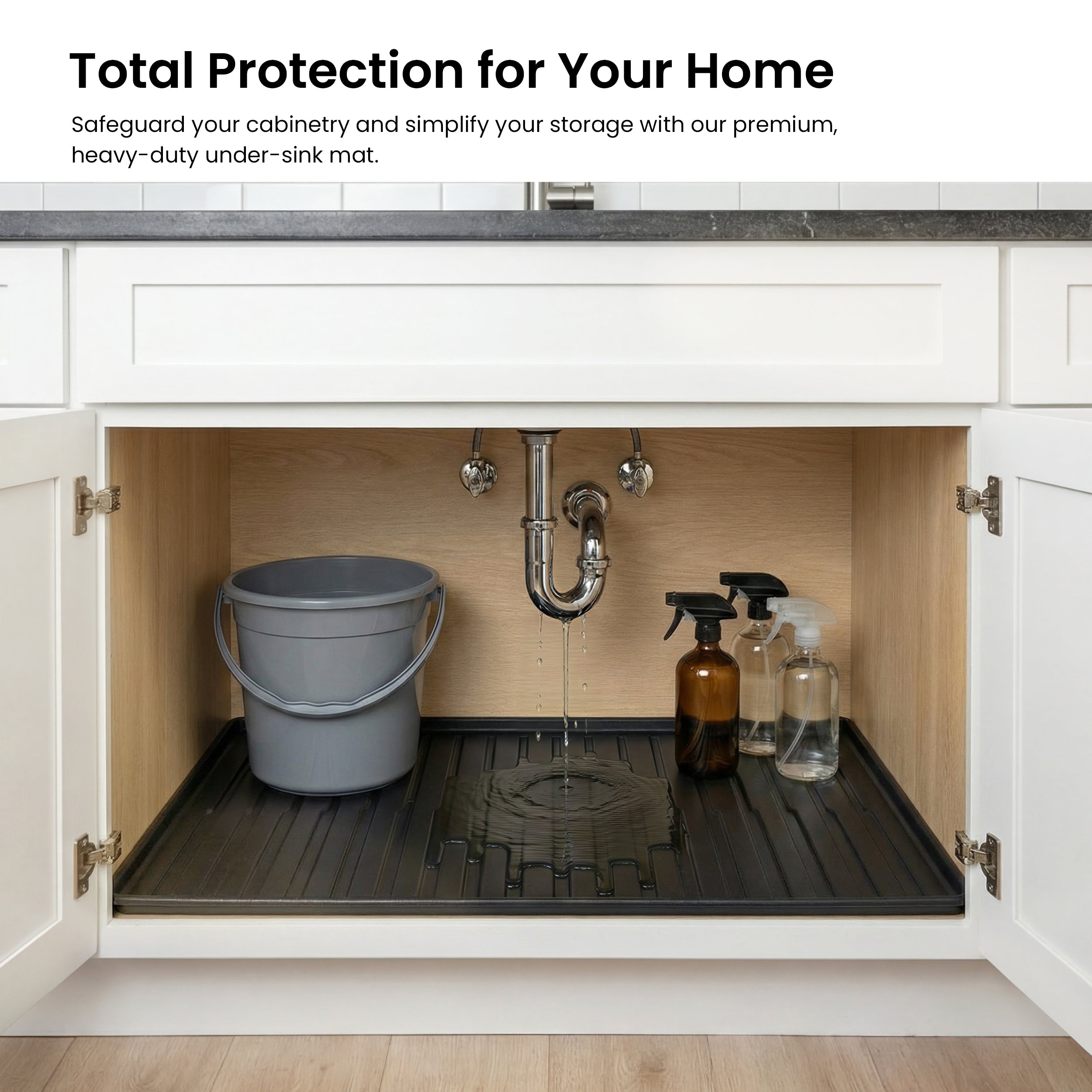 Premium Waterproof Under Sink Mat – 28" × 22" - USM-2822MB